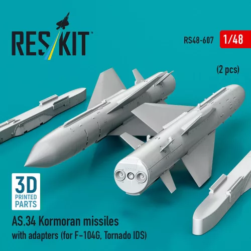 ResKit Models AS.34 Kormoran missiles with adapters (2 pcs) (for F-104G, Tornado IDS) (3D Printed) - AS.34 Kormoran – rakéták, 2 db