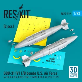   ResKit Models GBU-31 (V) 1/B bombs U.S. Air Force (2 pcs) (A-10, B-1, B-2, B-52, F-15E, F-16C/D, F-35, F-22, P-3, F-117) (3D Printed) - GBU-31 (V) 1/B – bombák, 2 db