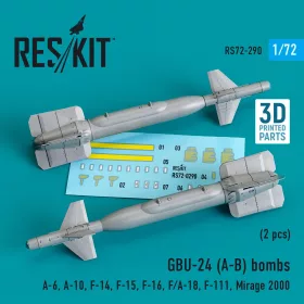   ResKit Models GBU-24 (A-B) bombs (2 pcs) (A-6, A-10, F-14, F-15, F-16, F/A-18, F-111, Mirage 2000) (3D Printed) - GBU-24 (A-B) – bombák, 2 db