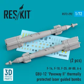   ResKit Models GBU-12 Paveway II – hővédett, lézerirányítású bombák, 2 db