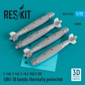   ResKit Models GBU-38 bombs thermally protected (4 pcs) (F-14B, F-14D, F-18,F-35B,F-35C) (3D Printed) - GBU-38 – bombák, 4 db