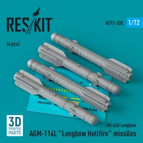   ResKit Models AGM-114L Longbow Hellfire missiles (4 pcs)(AH-64D Longbow) (3D Printed) - AGM-114L Longbow Hellfire – rakéták, 4 db