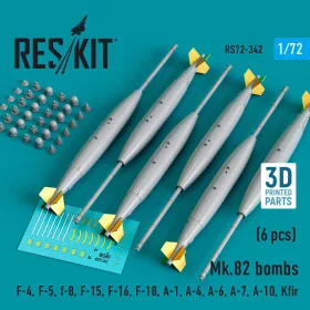   ResKit Models Mk.82 bombs (6 pcs) (F-4, F-5, F-8, F-15, F-16, F-18, A-1, A-4, A-6, A-7, A-10, Kfir) (3D Printed) - Mk.82 – bombák, 6 db