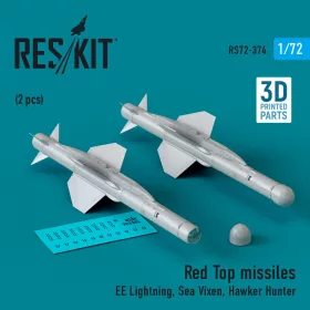   ResKit Models Red Top missiles (2 pcs) (EE Lightning, Sea Vixen, Hawker Hunter) (3D Printed) - Red Top – rakéták, 2 db