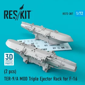   ResKit Models TER-9/A MOD Triple Ejector Rack for F-16 (2 pcs) (3D Printed) - TER-9/A MOD – hármas bombafelfüggesztő keret, 2 db