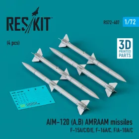   ResKit Models AIM-120 (A,B) AMRAAM missiles (4 pcs) (F-15A/C/D/E, F-16A/C, F/A-18A/C) (3D Printed) - AIM-120 (A,B) AMRAAM – rakéták, 4 db