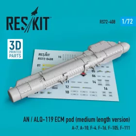   ResKit Models AN / ALQ-119 ECMpod (medium length version) (A-7, A-10, F-4, F-16, F-105, F-111) (3D Printed) - közepes hosszúságú ECM zavarókonténer