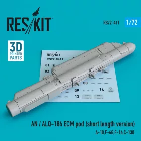   ResKit Models AN / ALQ-184 ECM pod (short length version) (A-10,F-4G,F-16,C-130) (3D Printed) - AN / ALQ-184 ECM – konténer