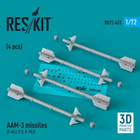   ResKit Models AAM-3 missiles (4 pcs) (F-4EJ, F-2, F-15J) (3D Printed) - AAM-3 – rakéták, 4 db