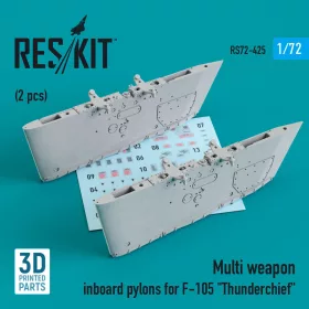   ResKit Models Multi weapon inboard pylons for F-105 Thunderchief (2 pcs) (3D Printed) - belső szárnypilonok többféle fegyverzethez, 2 db