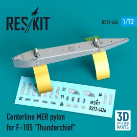  ResKit Models Centerline MER pylon for F-105 Thunderchief (3D Printed) - F-105 Thunderchief – törzs alatti MER többszörös bombafelfüggesztő