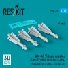 ResKit Models AIM-4D Falcon missiles (4 pcs) (F-89J, F-101B/F, CF-101B/F, F-102A, F-4(C,D,E,EJ), J-35F/J, J-37, AJ-37) (3D Printed) - AIM-4D Falcon – rakéták, 4 db