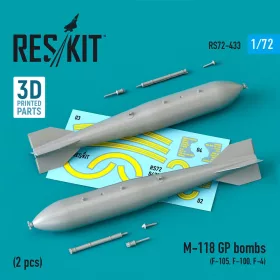   ResKit Models M-118 GP bombs (2 pcs) (F-105, F-100, F-4) (3D Printed) - bombák, 2 db