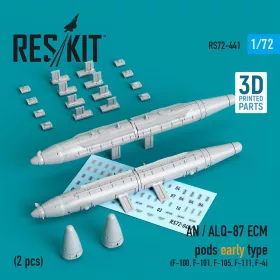   ResKit Models AN / ALQ-87 ECM pods early type (2 pcs) (F-100, F-101, F-105, F-111, F-4) (3D Printed) - AN/ALQ-87 ECM zavarókonténerek – korai változat, 2 db