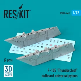   ResKit Models F-105 Thunderchief outboard universal pylons (2 pcs) (3D Printed) - külső univerzális fegyverfelfüggesztő pilonok, 2 db