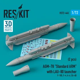   ResKit Models AGM-78 Standard ARM with LAU-80 launcher (2 pcs) (F-105,F-4,A-6,EA-6B) - AGM-78 Standard ARM rakéta LAU-80 indítósínnel, 2 db