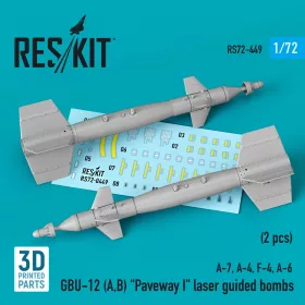   ResKit Models GBU-12 (A,B) Paveway I laser guided bombs (2 pcs) (A-7, A-4, F-4, A-6) (3D Printed) - GBU-12 (A,B) Paveway I – lézerirányítású bombák, 2 db