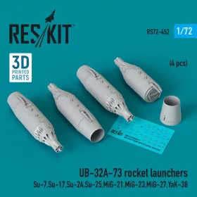   ResKit Models UB-32A-73 rocket launchers (4 pcs) (Su-7, Su-17, Su-24, Su-25, MiG-21, MiG-23, MiG-27, YaK-38) (3D Printed) - rakétaindítók, 4 db
