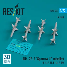   ResKit Models AIM-7E-2 Sparrow III missiles (4 pcs) (F-4, F-15, F-16, F-14) (3D Printed) - AIM-7E-2 Sparrow III – rakéták, 4 db