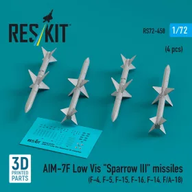   ResKit Models AIM-7F Low Vis Sparrow III missiles (4 pcs) (F-4, F-5, F-15, F-16, F-14, F/A-18) (3D Printed) - AIM-7F Low Vis Sparrow III – rakéták, 4 db