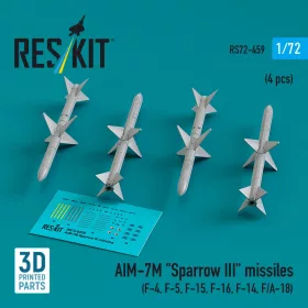  ResKit Models AIM-7M Sparrow III missiles (4 pcs) (F-4, F-5, F-15, F-16, F-14, F/A-18) (3D Printed) - AIM-7M Sparrow III – rakéták, 4 db