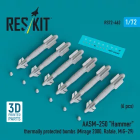   ResKit Models AASM-250 Hammer thermally protected bombs (6 pcs) (Mirage 2000, Rafale, MiG-29) (3D Printed) - AASM-250 Hammer – hővédett bombák, 6 db