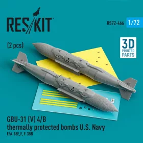   ResKit Models GBU-31 (V) 4/B thermally protected bombs U.S. Navy (2 pcs) (F/A-18E,F, F-35B) (3D Printed) - GBU-31 (V) 4/B – hővédett bombák, 2 db