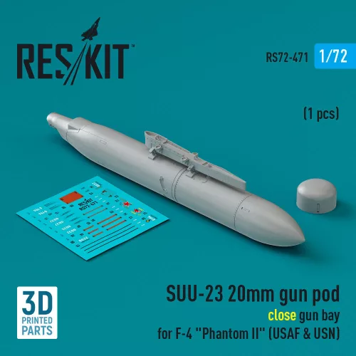 ResKit Models SUU-23 20mm gun pod (close gun bay) for F-4 Phantom II (USAF) (1 pcs) (3D Printed) - gépágyúkonténer, 1 db