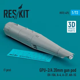   ResKit Models GPU-2/A 20mm gun pod (1 pcs) (OV-10A, A-4, A-37, AH-1G) (3D Printed) - gépágyúkonténer, 1 db