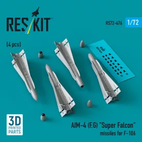   ResKit Models AIM-4 (F, G) Super Falcon missiles for F-106 (4 pcs) (3D Printed) - AIM-4 (F, G) Super Falcon – rakéták, 4 db