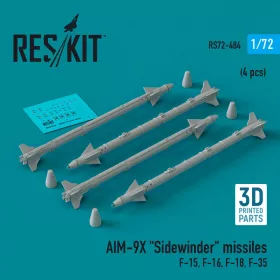  ResKit Models AIM-9X Sidewinder missiles (4 pcs) (F-15, F-16, F-18, F-35) (3D Printed) - AIM-9X Sidewinder – rakéták, 4 db
