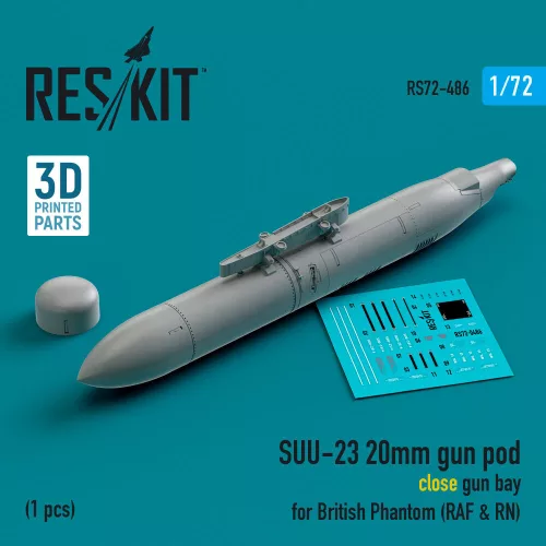 ResKit Models SUU-23 20mm gun pod (close gun bay) for British Phantom (RAF & RN) (1 pcs) (3D Printed) - gépágyúkonténer, 1 db
