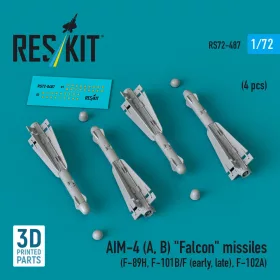   ResKit Models AIM-4 (A, B) Falcon missiles (4 pcs) (F-89H, F-101B/F (early, late), F-102A) (3D Printed) - AIM-4 (A, B) Falcon – rakéták, 4 db
