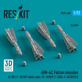   ResKit Models AIM-4C Falcon missiles (F-89J, F-101B/F (early, late), CF-101B/F, F-102A, F-4C/D/E/EJ) (4 pcs) (3d Printed) - rakéták, 4 db