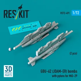   ResKit Models GBU-62 (JDAM-ER) bombs with pylons for MiG-29 Fulcrum (2 pcs) (3D Printed) - GBU-62 (JDAM-ER) – bombák, 2 db