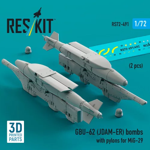 ResKit Models GBU-62 (JDAM-ER) bombs with pylons for MiG-29 Fulcrum (2 pcs) (3D Printed) - GBU-62 (JDAM-ER) – bombák, 2 db