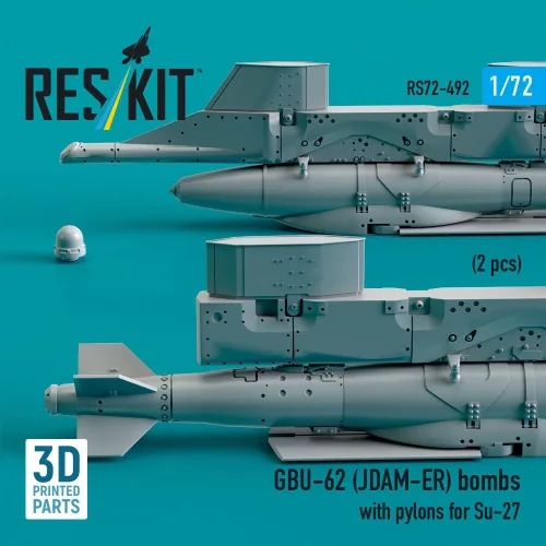 ResKit Models GBU-62 (JDAM-ER) bombs with pylons for Su-27 Flanker (2 pcs) (3D Printed) - GBU-62 (JDAM-ER) – bombák, 2 db