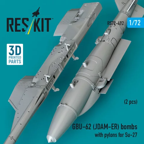 ResKit Models GBU-62 (JDAM-ER) bombs with pylons for Su-27 Flanker (2 pcs) (3D Printed) - GBU-62 (JDAM-ER) – bombák, 2 db