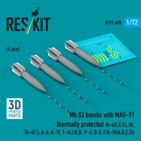   ResKit Models Mk.83 bombs with MAU-91 thermally protected (4 pcs) (A-4E, A-4F, B-52G/H) (3D printed) - bombák, 4 db
