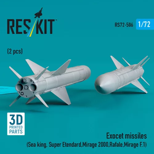 ResKit Models Exocet missiles (2 pcs) (Sea King, Super Etendard, Mirage 2000, Rafale, Mirage F.1) (3D Printed) - Exocet – rakéták, 2 db