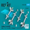 ResKit Models Python 3 missiles (4 pcs) (Kfir, F-15, F-16, MiG-21, Mirage F.1, JF-17, FC-1) (3D Printed) - Python 3 – rakéták, 4 db