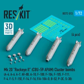   ResKit Models Mk 20 Rockeye II (CBU-59 APAM) – kazettás bombák, 4 db