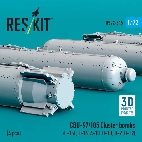 ResKit Models CBU-97/105 cluster bombs (4 pcs) (F-15E, F-16, A-10, B-1B, B-2, B-52) (3D Printed) - CBU-97/105 – kazettás bombák, 4 db