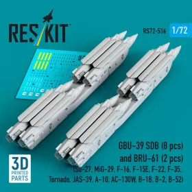   ResKit Models GBU-39 SDB bombák, 8 db + BRU-61 bombafelfüggesztők, 2 db