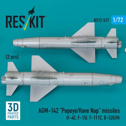 ResKit Models AGM-142 Popeye/Have Nap missiles (2 pcs) (F-4E, F-15I, F-111C, B-52G/H) (3D Printed) - AGM-142 Popeye/Have Nap – rakéták, 2 db