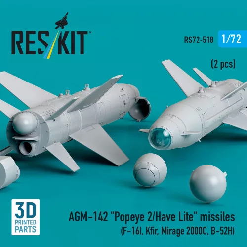 ResKit Models AGM-142 Popeye 2/Have Lite missiles (2 pcs) (F-16I, Kfir, Mirage 2000C, B-52H) (3D Printed) - AGM-142 Popeye 2/Have Lite – rakéták, 2 db