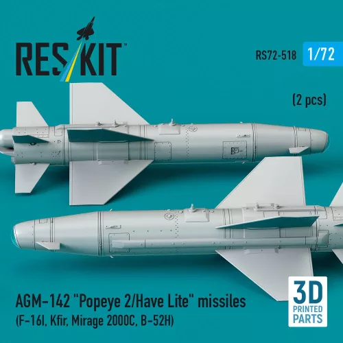 ResKit Models AGM-142 Popeye 2/Have Lite missiles (2 pcs) (F-16I, Kfir, Mirage 2000C, B-52H) (3D Printed) - AGM-142 Popeye 2/Have Lite – rakéták, 2 db