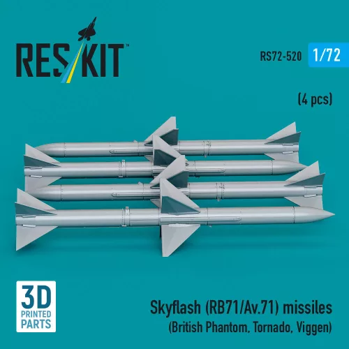ResKit Models Skyflash (RB71/Av.71) missiles (4 pcs) (British Phantom, Tornado, Viggen) (3D Printed) - Skyflash (RB71/Av.71) – rakéták, 4 db