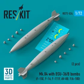   ResKit Models Mk.84 with BSU-36/B bombs (2 pcs) (F-15E, F-16, F-111F, AV-8B, F/A-18D) (3D Printed) - Mk.84 – bombák BSU-36/B egységgel, 2 db