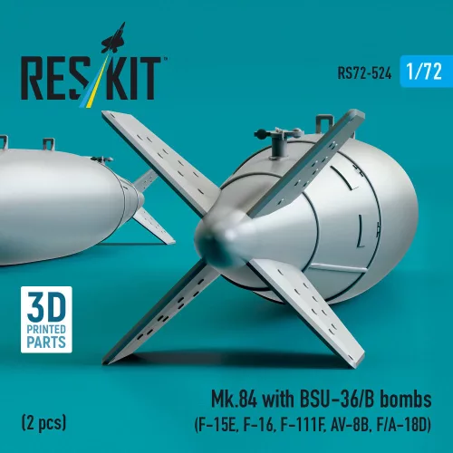 ResKit Models Mk.84 with BSU-36/B bombs (2 pcs) (F-15E, F-16, F-111F, AV-8B, F/A-18D) (3D Printed) - Mk.84 – bombák BSU-36/B egységgel, 2 db